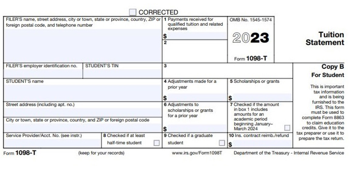 Example of a 1098 tax form